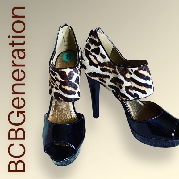 👠 BCBGeneration Harmony Leopard Print Platform Heels Size 8 NWOT - Picture 1 of 11
